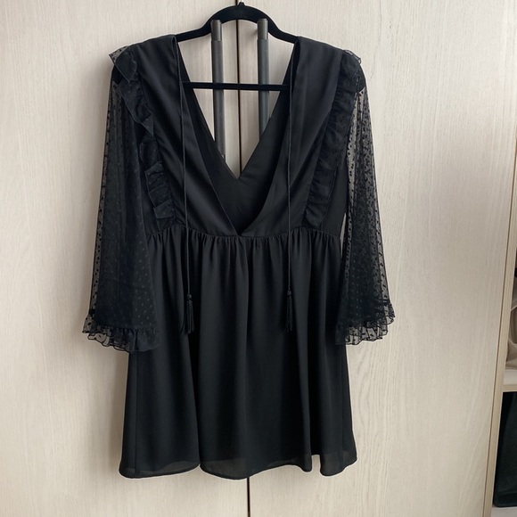 Les Petites polka dot flowy black dress - Picture 3 of 4